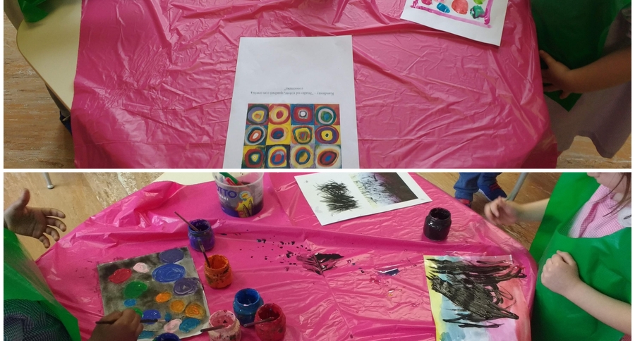 Bimbi all’opera per realizzare i loro dipinti, “copiando” i quadri dei maestri dell’arte!